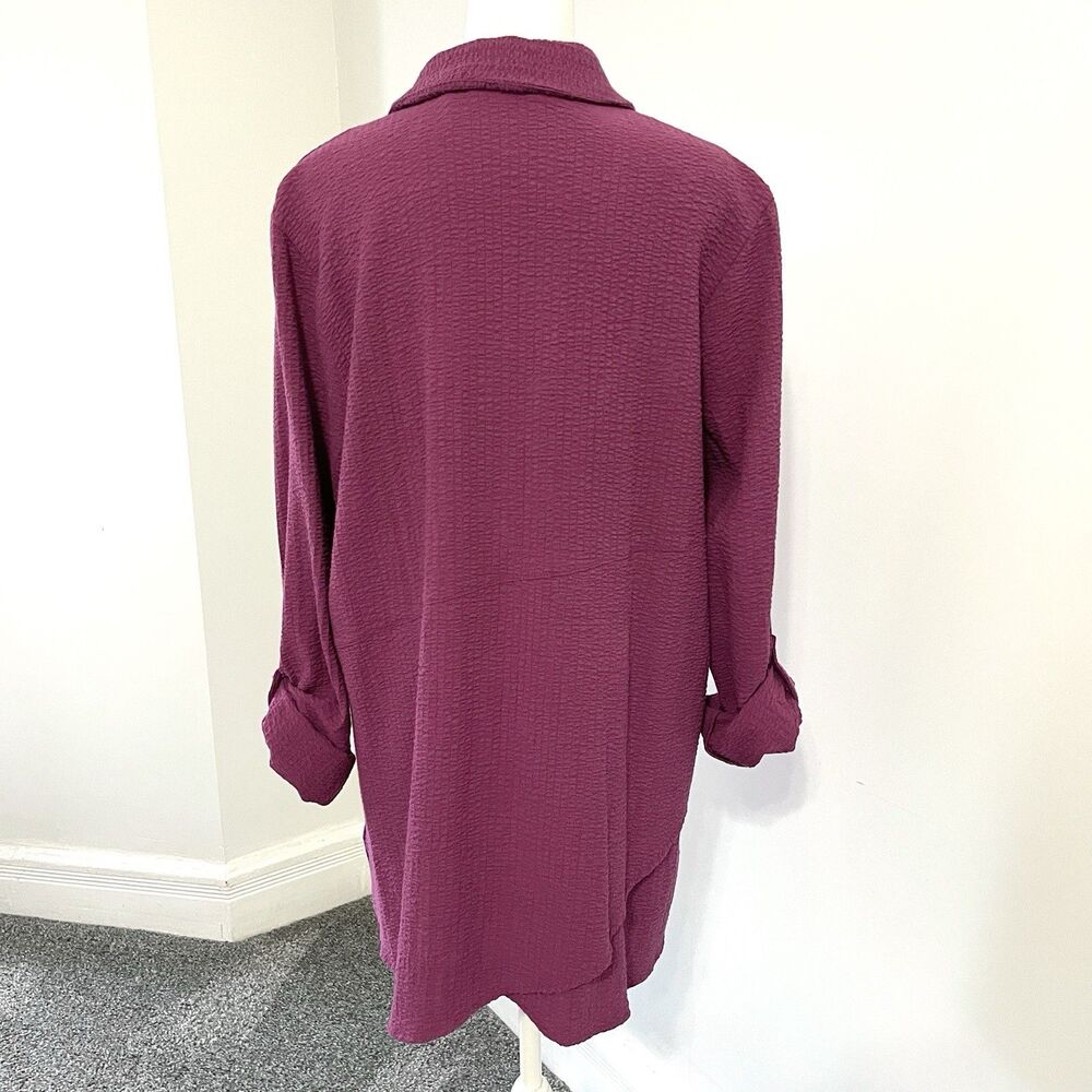 Soft Surroundings Marianna Tunic Top Sz Large Textured Stretch Button Front Plum - Picture 4 of 12